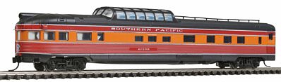 Con-Cor 41391 N Scale Budd 85' Corrugated-Side Dome-Observation - Ready to Run -- Southern Pacific (Daylight, red, orange, black)