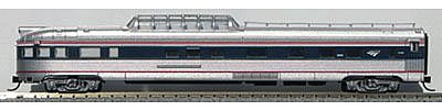 Con-Cor 41392 N Scale Budd 85' Fluted-Side Dome-Observation - Ready to Run -- Amtrak #3343 (Phase IVb, silver, Wide blue & Thin red Stripe, Wave Logo)