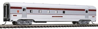 Con-Cor 41428 N Scale Budd 72' Corrugated-Side Railway Post Office - Ready to Run -- Pennsylvania Railroad (silver, tuscan Letterboard, Small Keystone)