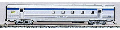 Con-Cor 41438 N Scale Budd 72' Corrugated-Side Railway Post Office - Ready to Run -- VIA Rail Canada (silver, blue, yellow)