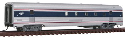 Con-Cor 41443 N Scale Budd 72' Fluted-Side Railway Post Office - Ready to Run -- Amtrak #94 (Phase IVb, silver, Wide blue & Thin red Stripe, Wave Logo)