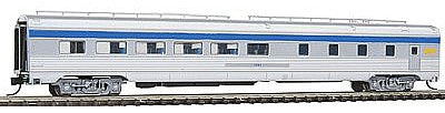 Con-Cor 41463 N Scale Budd 85' Corrugated-Side Diner - Ready to Run -- VIA Rail Canada (silver, blue, yellow)