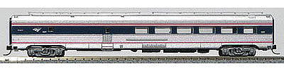 Con-Cor 41468 N Scale Budd 72' Fluted-Side Diner - Ready to Run -- Amtrak #8507 (Phase IVb: silver, Wide blue & Thin red Stripe; Wave Logo)