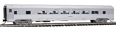 Con-Cor 41477 N Scale Budd 85' Corrugated-Side Twin-Window Coach - Ready to Run -- New York Central (silver)