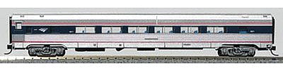 Con-Cor 41492 N Scale Budd 85' Fluted-Side Twin-Window Coach - Ready to Run -- Amtrak #5869 (Phase IVb, silver, Wide blue & Thin red Stripe, Wave Logo)