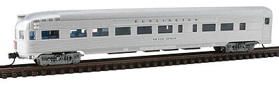 Con-Cor 41505 N Scale Budd 85' Corrugated-Side Round-End Observation - Ready to Run -- Chicago, Burlington & Quincy (silver)