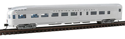 Con-Cor 41508 N Scale Budd 85' Corrugated-Side Round-End Observation - Ready to Run -- Florida East Coast (silver)