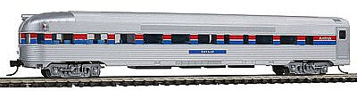 Con-Cor 41509 N Scale Budd 85' Corrugated-Side Round-End Observation - Ready to Run -- Amtrak (Phase III; silver, red, white, blue)