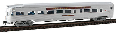 Con-Cor 41510 N Scale Budd 85' Corrugated-Side Round-End Observation - Ready to Run -- Canadian Pacific (silver, maroon)
