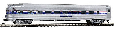 Con-Cor 41511 N Scale Budd 85' Corrugated-Side Round-End Observation - Ready to Run -- Amtrak (Phase IV, silver, blue, red)
