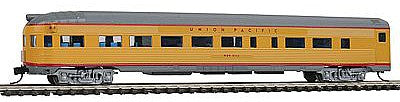 Con-Cor 41514 N Scale Budd 85' Corrugated-Side Round-End Observation - Ready to Run -- Union Pacific (Armour Yellow, gray)
