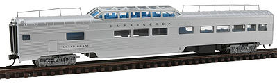 Con-Cor 41530 N Scale Pullman-Standard 85' Corrugated-Side Pleasure Dome - Ready to Run -- Chicago, Burlington & Quincy (silver)