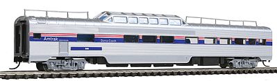 Con-Cor 41536 N Scale Pullman-Standard 85' Corrugated-Side Pleasure Dome - Ready to Run -- Amtrak (Phase IV, silver, blue, red)