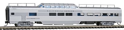Con-Cor 41537 N Scale Pullman-Standard 85' Corrugated-Side Pleasure Dome - Ready to Run -- California Zephyr (silver)