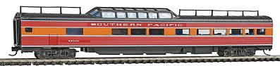Con-Cor 41541 N Scale Pullman-Standard 85' Corrugated-Side Pleasure Dome - Ready to Run -- Southern Pacific (Daylight, red, orange, black)
