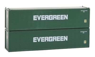 Con-Cor 443006 N Scale 40' Hi-Cube Container 2-Pack - Ready to Run -- Evergreen Set #2 (green, white)