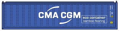 Con-Cor 443009 N Scale 40' Hi-Cube Container 2-Pack - Ready to Run -- CMA-CGM Set #1 (blue, white, Bamboo Flooring Markings)