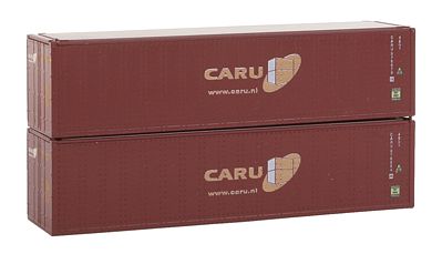 Con-Cor 443012 N Scale 40' Hi-Cube Container 2-Pack - Ready to Run -- CARU Set #2 (red, yellow, Web Address)