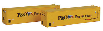 Con-Cor 443013 N Scale 40' Hi-Cube Container 2-Pack - Ready to Run -- P&O Ferrymasters #1 (yellow, blue)