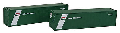 Con-Cor 443015 N Scale 40' Hi-Cube Container 2-Pack - Ready to Run -- Linea Mexicana TMM #1 (green, white, red)