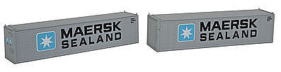 Con-Cor 443017 N Scale 40' Hi-Cube Container 2-Pack - Ready to Run -- Maersk Sealand #1 (gray, blue, black)