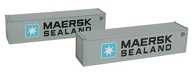 Con-Cor 443018 N Scale 40' Hi-Cube Container 2-Pack - Ready to Run -- Maersk Sealand #2 (gray, blue, black)