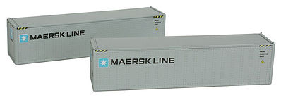 Con-Cor 443020 N Scale 40' Hi-Cube Container 2-Pack - Ready to Run -- Maersk Line #2 (gray, blue, black)