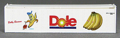 Con-Cor 443113 N Scale 40' Reefer Container w/ThermoKing Ends 2-Pack - Ready to Run -- Dole DFIU Set #1 (white, red, blue, Bobby Banana w/Basketball)
