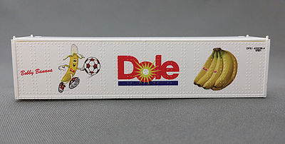 Con-Cor 443116 N Scale 40' Reefer Container w/ThermoKing Ends 2-Pack - Ready to Run -- Dole DFIU Set #2 (white, red, blue, Bobby Banana w/Soccer Ball)