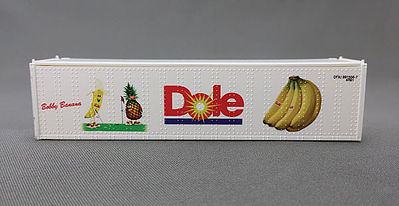 Con-Cor 443118 N Scale 40' Reefer Container w/ThermoKing Ends 2-Pack - Ready to Run -- Dole DFIU Set #2 (white, red, blue, Bobby Banana on Golf Green)