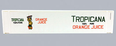 Con-Cor 443119 N Scale 40' Reefer Container w/ThermoKing Ends 2-Pack - Ready to Run -- Tropicana Orange Juice Set #1 (Scheme #1 white, green, orange, Girl Logo)