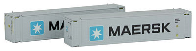 Con-Cor 444002 N Scale 45' Intermodal Container 2-Pack - Ready to Run -- Maersk #2 (white, black, blue, Large Lettering)