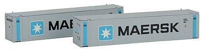 Con-Cor 444003 N Scale 45' Intermodal Container 2-Pack - Ready to Run -- Maersk #1 (white, black, blue, Large Lettering, Vertical Bars)