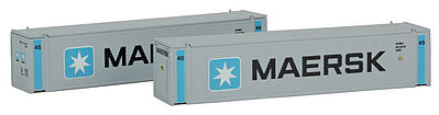 Con-Cor 444004 N Scale 45' Intermodal Container 2-Pack - Ready to Run -- Maersk #2 (white, black, blue, Large Lettering, Vertical Bars)