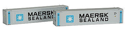 Con-Cor 444008 N Scale 45' Intermodal Container 2-Pack - Ready to Run -- Maersk #2 (white, black, blue)