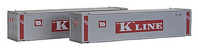 Con-Cor 444009 N Scale 45' Intermodal Container 2-Pack - Ready to Run -- K-Line (silver, red)