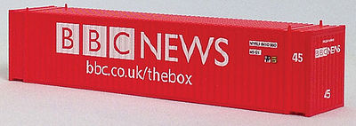 Con-Cor 444110 N Scale 45' Euro-International Standard Corrugated Container 2-Pack - Ready to Run -- BBC TV Set #2 (red)