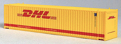 Con-Cor 444112 N Scale 45' Euro-International Standard Corrugated Container 2-Pack - Ready to Run -- DHL Transport Set #2 (yellow)