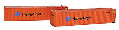 Con-Cor 444113 N Scale 45' Euro-International Standard Corrugated Container 2-Pack - Ready to Run -- Hapag Lloyd Set #1 (orange)