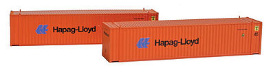Con-Cor 444114 N Scale 45' Euro-International Standard Corrugated Container 2-Pack - Ready to Run -- Hapag Lloyd Set #2 (orange)