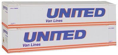 Con-Cor 448018 N Scale 48' Container 2-Pack - Ready to Run -- United Van Lines #2 (white, blue, orange)