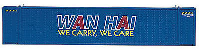 Con-Cor 448021 N Scale 48' Container 2-Pack - Ready to Run -- Wan Hai Set #1 (blue, red, white, We Carry, We Care Slogan)