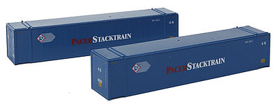 Con-Cor 448028 N Scale 48' Intermodal Container 2-Pack - Ready to Run -- Pacer Intermodal (blue, red, white)
