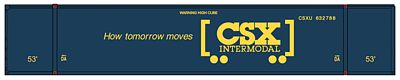 Con-Cor 453016 N Scale Monon 53' Rivet-Side Container 2-Pack - Ready to Run -- CSX Containers Set #1 (blue, yellow, Boxcar Logo)