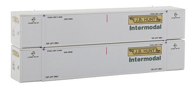 Con-Cor 453019 N Scale Monon 53' Rivet-Side Container 2-Pack - Ready to Run -- JB Hunt Intermodal Set #2 (white, yellow, black, green)