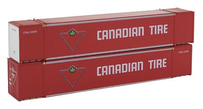 Con-Cor 453021 N Scale Monon 53' Rivet-Side Container 2-Pack - Ready to Run -- Canadian Tire Set #2 (red, white, green)