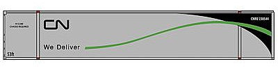 Con-Cor 453022 N Scale Monon 53' Rivet-Side Container 2-Pack - Ready to Run -- Canadian National Set #1 (gray, black, green, We Deliver Slogan)