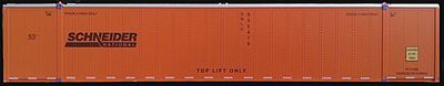 Con-Cor 453024 N Scale Monon 53' Rivet-Side Container 2-Pack - Ready to Run -- Schneider National (orange, black, silver Roof)