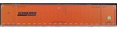 Con-Cor 453025 N Scale Monon 53' Rivet-Side Container 2-Pack - Ready to Run -- Schneider National (orange, black, orange Roof)