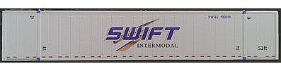 Con-Cor 453029 N Scale Monon 53' Rivet-Side Container 2-Pack - Ready to Run -- Swift Intermodal (Scheme #2, white, blue, gold S)
